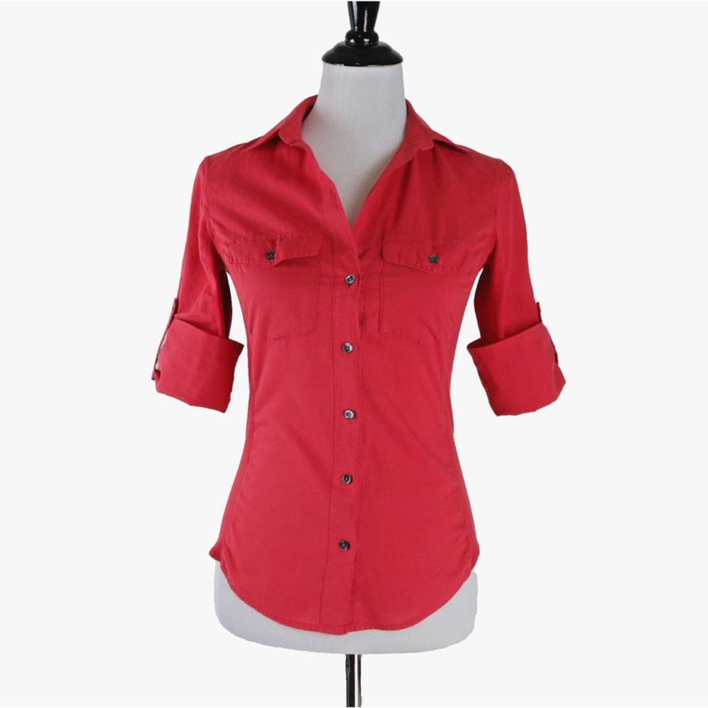 Size 1/XS James Perse Red Button Down Shirt
